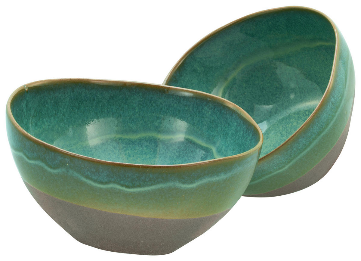 CreaTable Poke-Bowl-Set Basalt Bio olive Steinzeug H/D: ca. 9x18 cm Basalt Bio - olive (18,00/9,00cm) - CreaTable