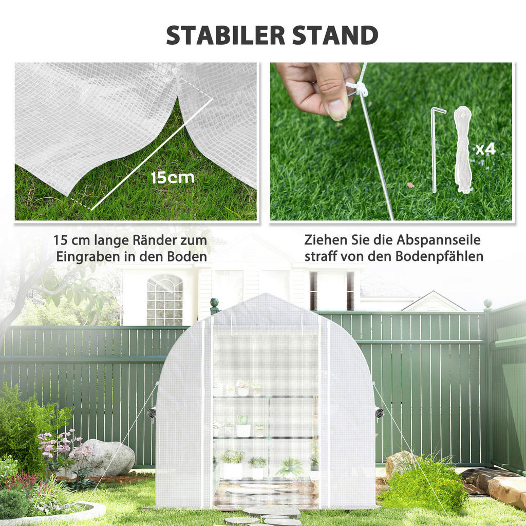 Thumbnail - Outsunny Gewächshaus B/H/L: ca. 200x200x300 cm