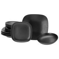 CreaTable Tafelservice Magic Black schwarz Steinzeug 12 tlg. Magic Black - schwarz - CreaTable