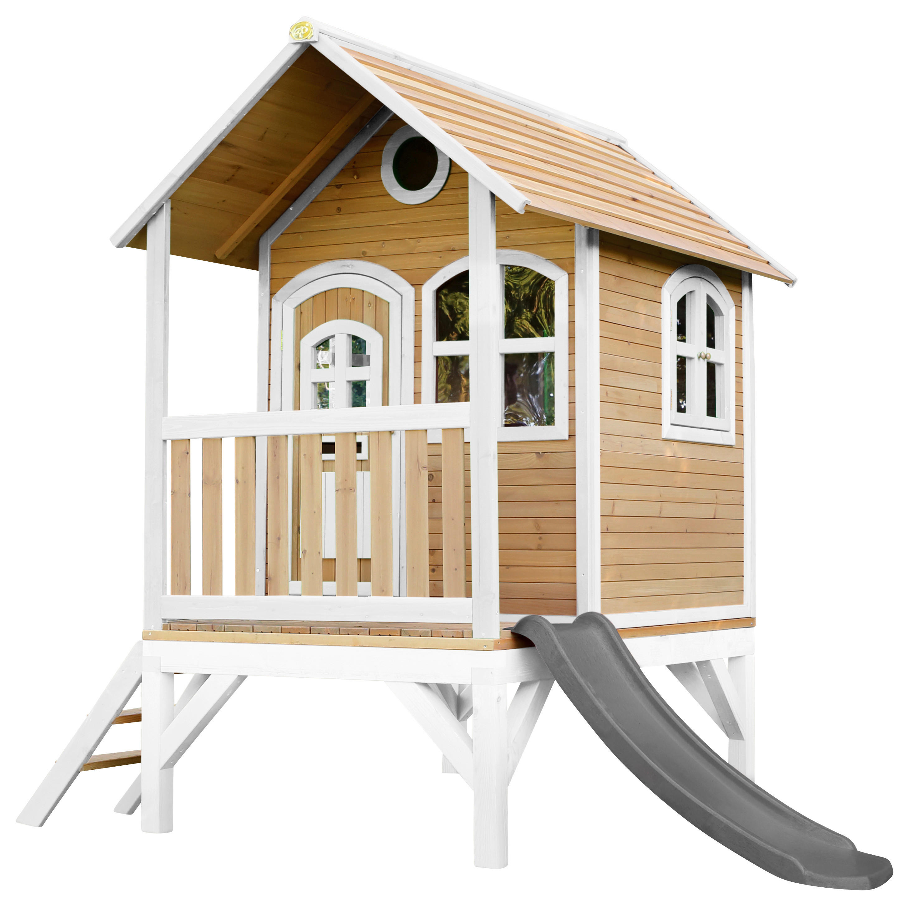 AXI Spielhaus Tom braun B/H/L: ca. 287x231x191 cm Tom - braun/weiß (191,00/287,00/231,00cm) - AXI