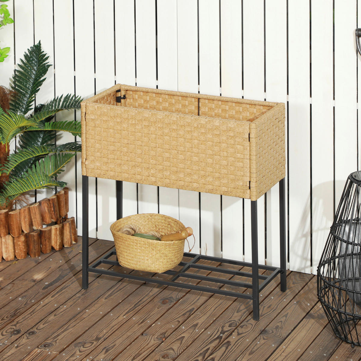 Outsunny Hochbeet sand Metall B/H/L: ca. 30x70x70 cm Hochbeet - sand (70,00/30,00/70,00cm) - Outsunny