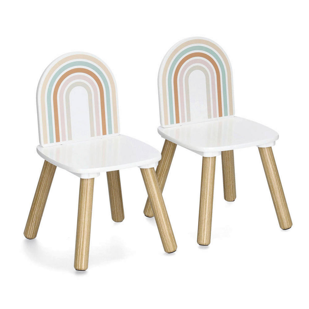 Zeller Kindertisch mit 2 Stühlen Rainbow bunt Kiefer B/H/T: ca. 55x55x45 cm Rainbow - weiß/bunt (55,00/55,00/45,00cm) - Zeller