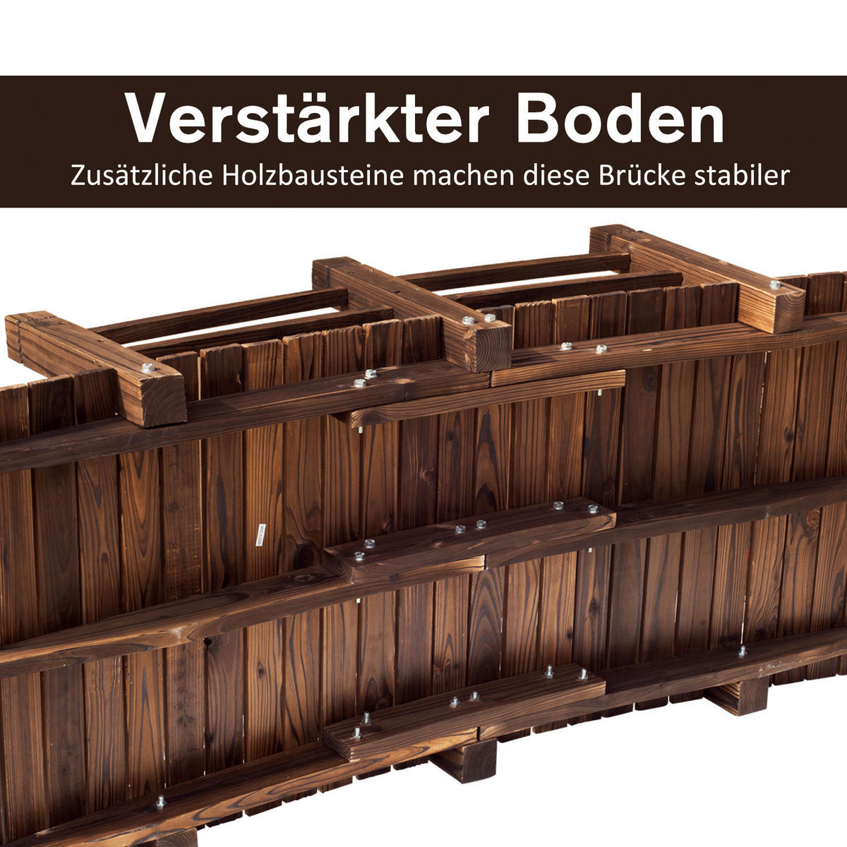 Outsunny Holzbrücke mit Geländer dunkelbraun B/H/L: ca. 67x48x153 cm ca. 181 kg Holzbrücke 844-132 - dunkelbraun (153,00/67,00/48,00cm) - Outsunny