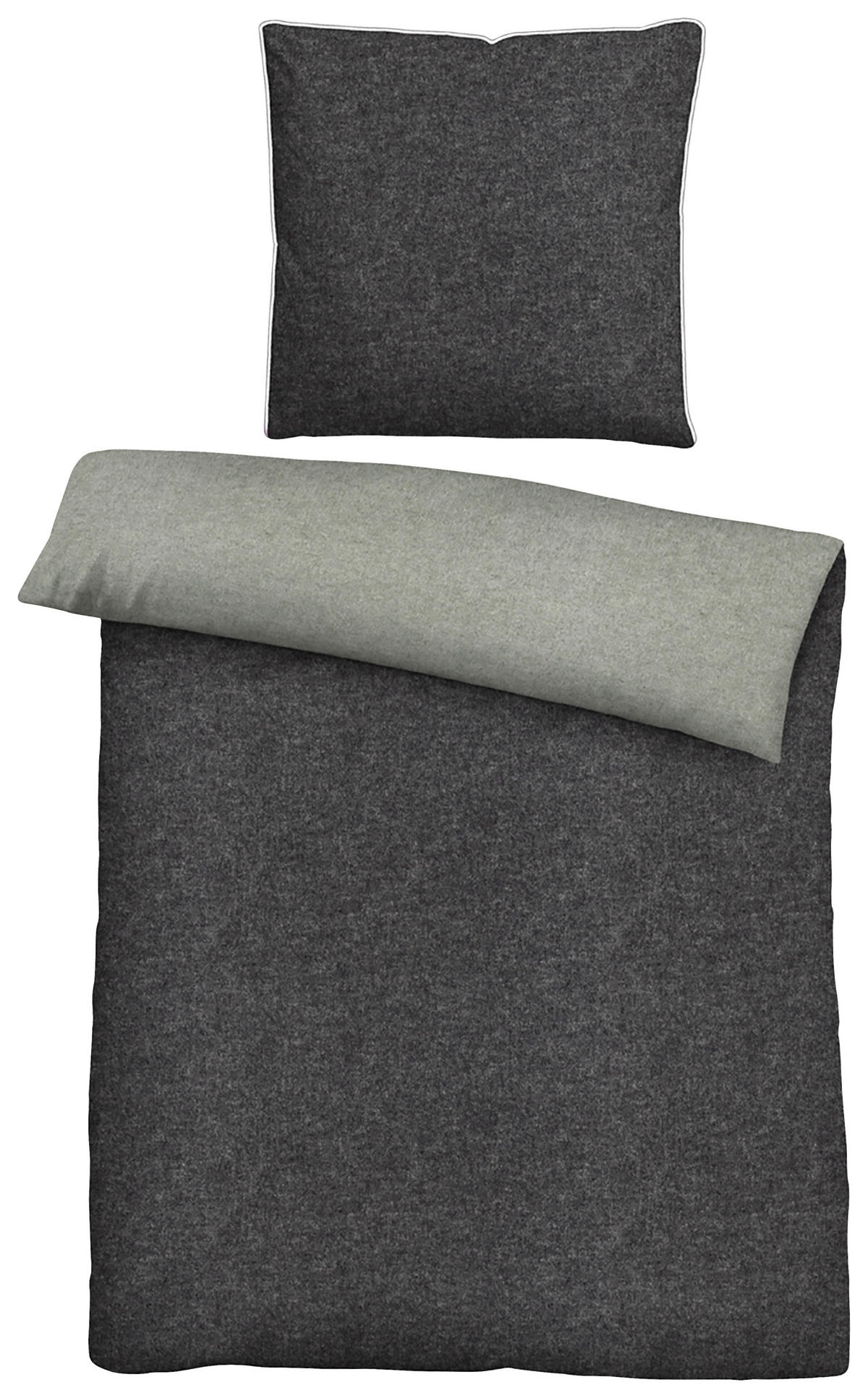 Baumwoll Bettwäsche Flanell Wendebettwäsche_Flanell 135x200 - Titanium/grau (135,00/200,00cm)