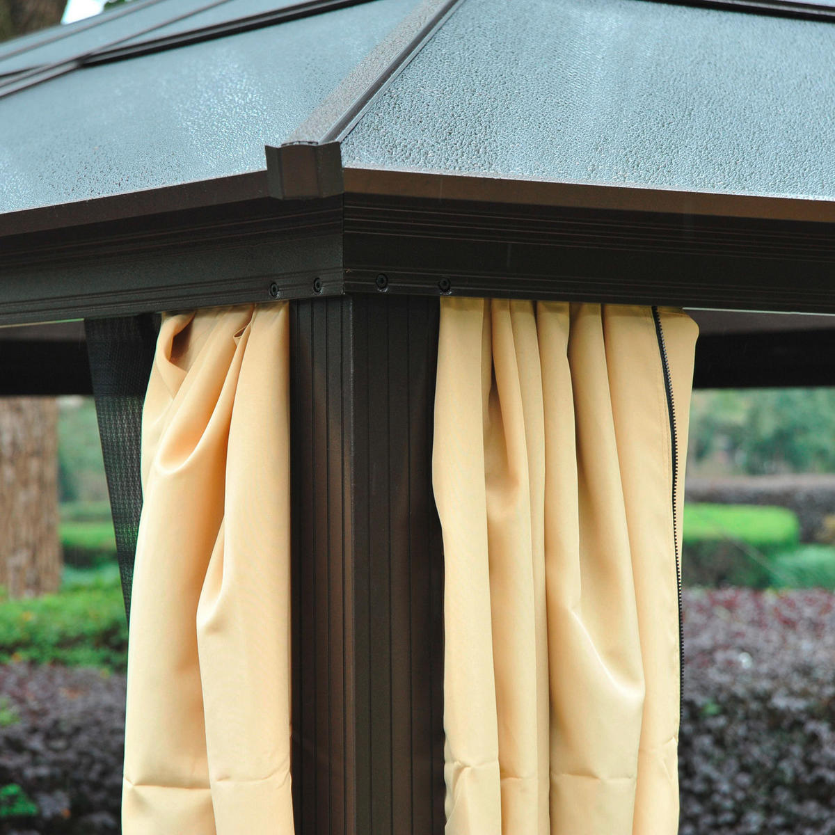 Outsunny Pavillon braun Aluminium B/H/L: ca. 360x265x420 cm Gartenpavillon - braun/beige (420,00/360,00/265,00cm) - Outsunny