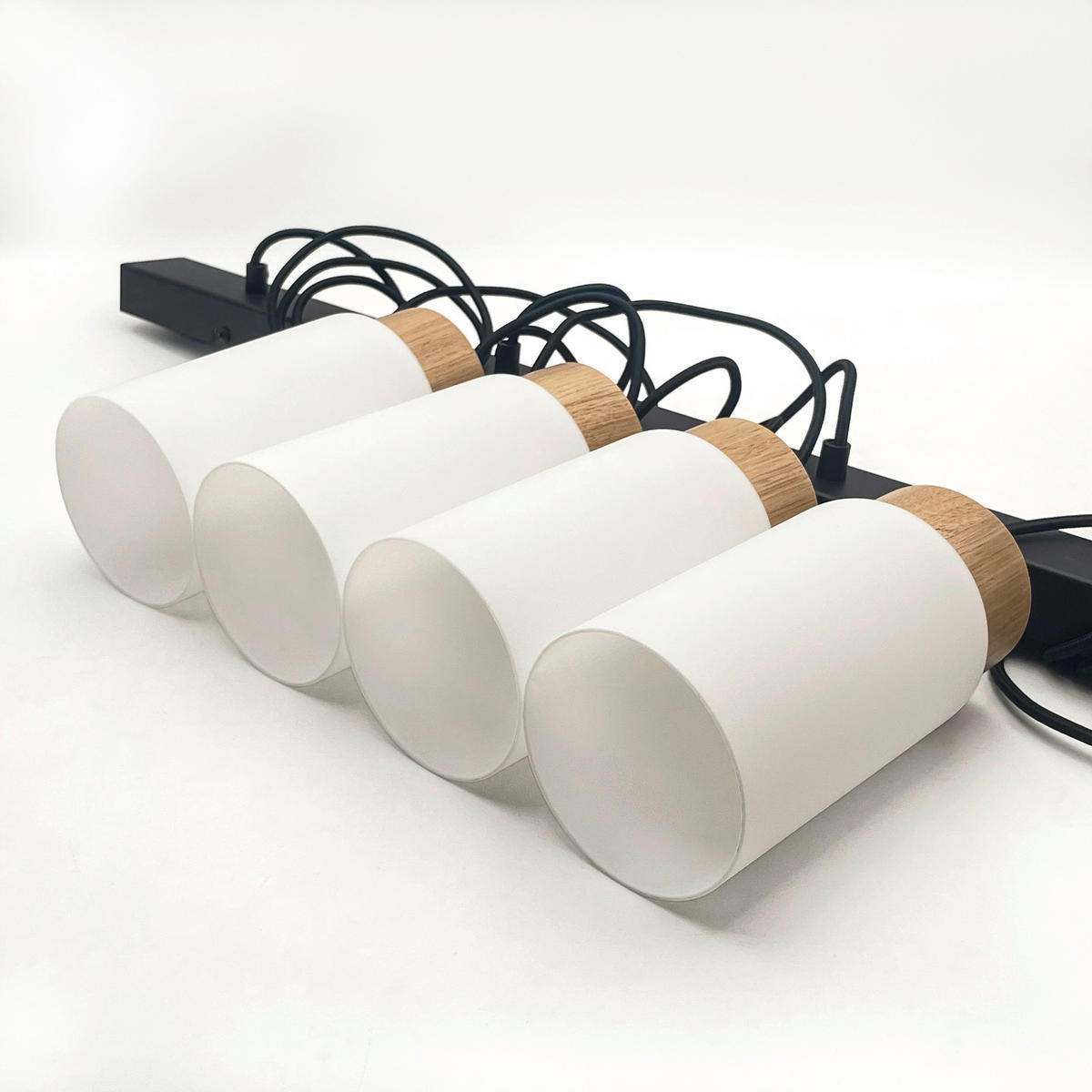 Lamkur Hängeleuchte schwarz Stahl Glas Holz B/H/L: ca. 85x20x20 cm E27 4 Brennstellen Marcus - schwarz (20,00/85,00/20,00cm) - Lamkur