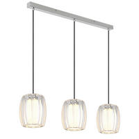 GLOBO Pendelleuchte Opal schwarz Chrom Glas Textil Metall B/H/L: ca. 18x120x86 cm E27 3 Brennstellen MARIBEL - schwarz/Opal (86,00/18,00/120,00cm) - GLOBO