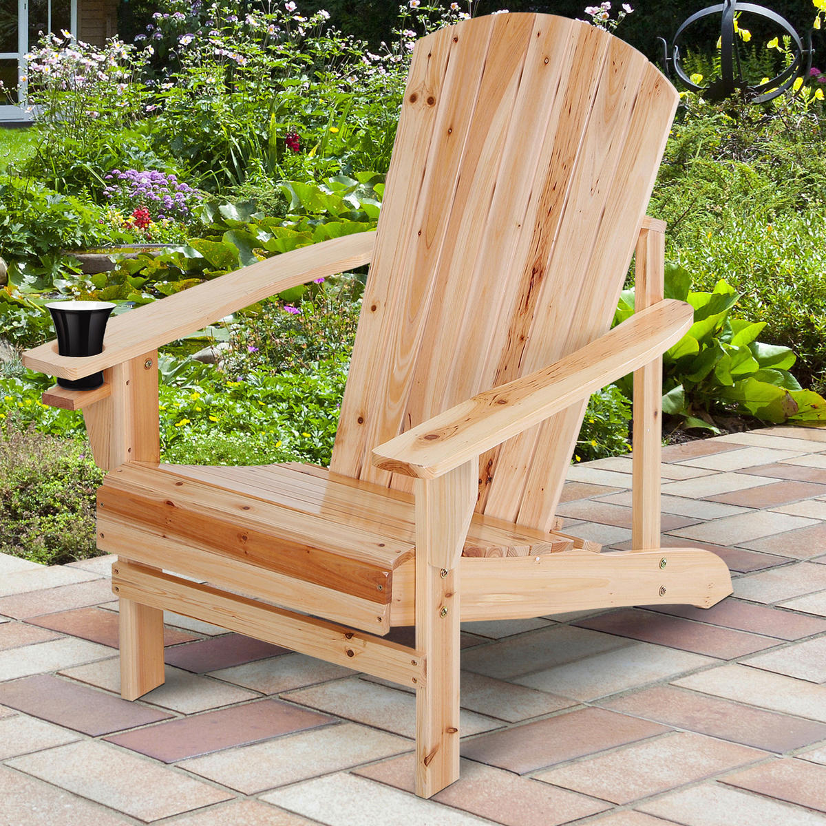 Outsunny Gartensessel natur Holz B/H/T: ca. 97x93x72 cm Gartenstuhl_aus_Massivholz - natur (97,00/93,00/72,00cm) - Outsunny