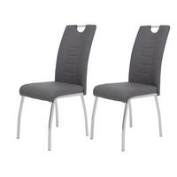 Stuhl Andrea 2er Set grau Kunstleder Metall B/H/T: ca. 43x100x64 cm Andrea 2er Set - grau (43,00/100,00/64,00cm) - Hela