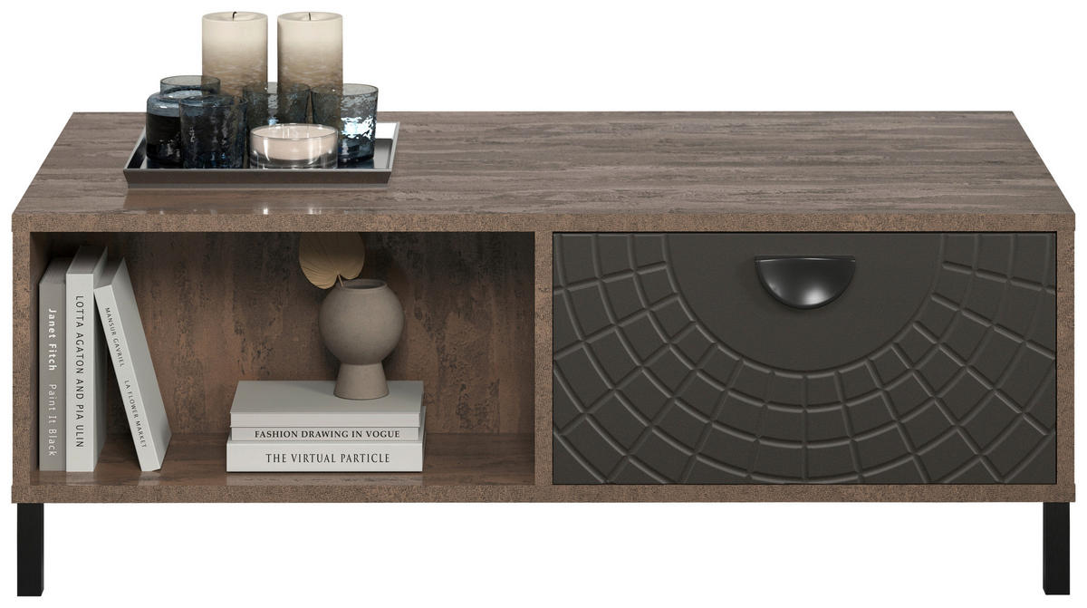 Couchtisch Fusion Eiche dunkel Nachbildung bronze Optik B/H/T: ca. 110x37x60 cm Fusion - Eiche/bronze (110,00/37,00/60,00cm)