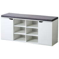 Kesper Schuhschrank mit Sitzkissen weiß Spanplatte B/H/T: ca. 103x48x30,5 cm Schuhschrank_mit_Sitzkissen - weiß/grau (103,00/48,00/30,50cm) - Kesper