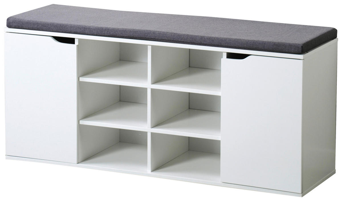 Kesper Schuhschrank mit Sitzkissen weiß Spanplatte B/H/T: ca. 103x48x30,5 cm Schuhschrank_mit_Sitzkissen - weiß/grau (103,00/48,00/30,50cm) - Kesper