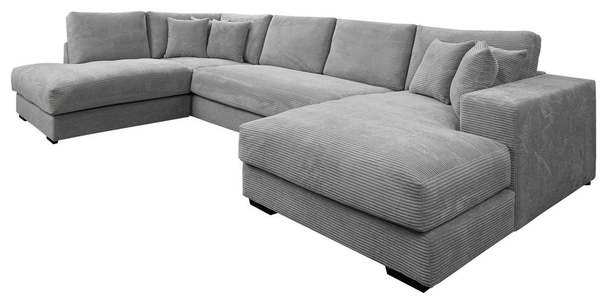 Wohnlandschaft Eden U grau Microfaser B/H/T: ca. 386x85x227 cm Eden U - schwarz/grau (386,00/85,00/227,00cm)