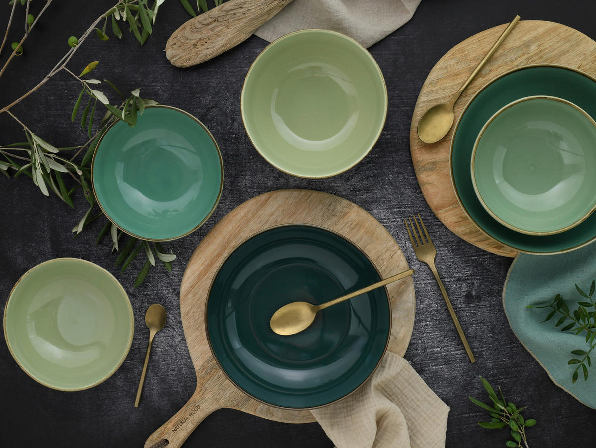 CreaTable Schüsselset Nature Collection grün Steinzeug Nature Collection - grün - CreaTable