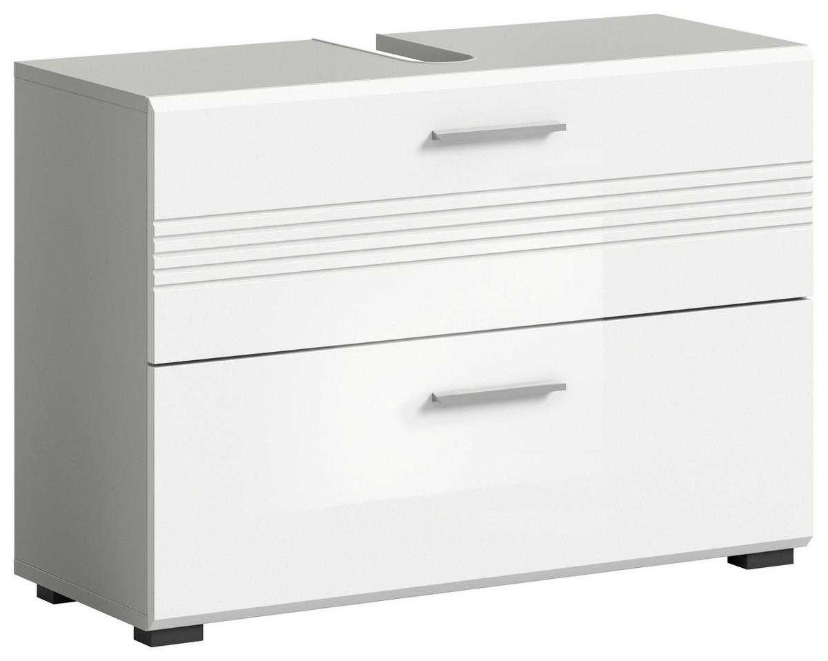 Waschbeckenunterschrank Copa hellgrau weiß Hochglanz B/H/T: ca. 80x56x32 cm Copa - hellgrau/weiß (80,00/56,00/32,00cm) - xonox.home