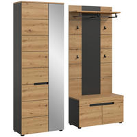 Garderobe Canu basaltgrau Nachbildung Artisan Nachbildung B/H/T: ca. 160x190x37 cm Canu - basaltgrau (160,00/190,00/37,00cm) - xonox.home