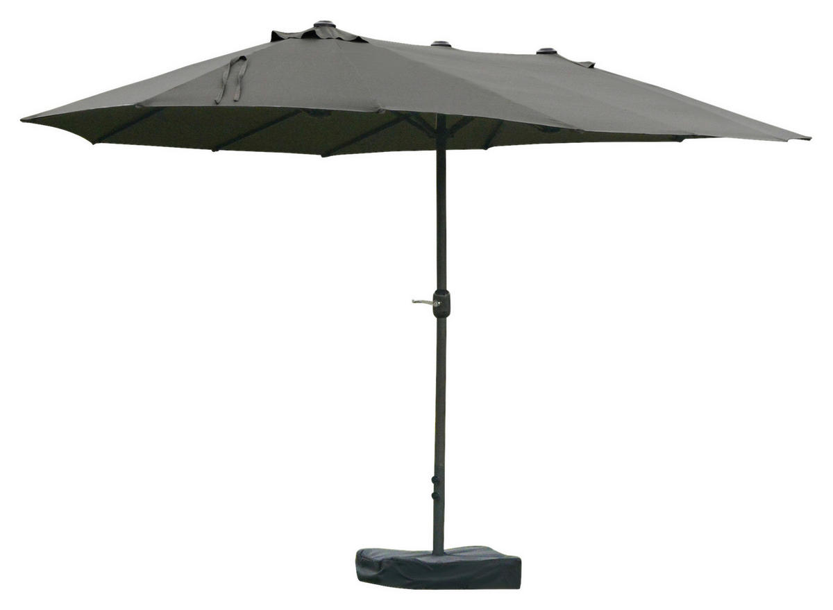 Outsunny Doppel-Sonnenschirm mit Handkurbel dunkelgrau Stahl B/H/L: ca. 270x240x460 cm Doppel-Sonnenschirm_mit_Handkurbel - dunkelgrau (460,00/270,00/240,00cm) - Outsunny