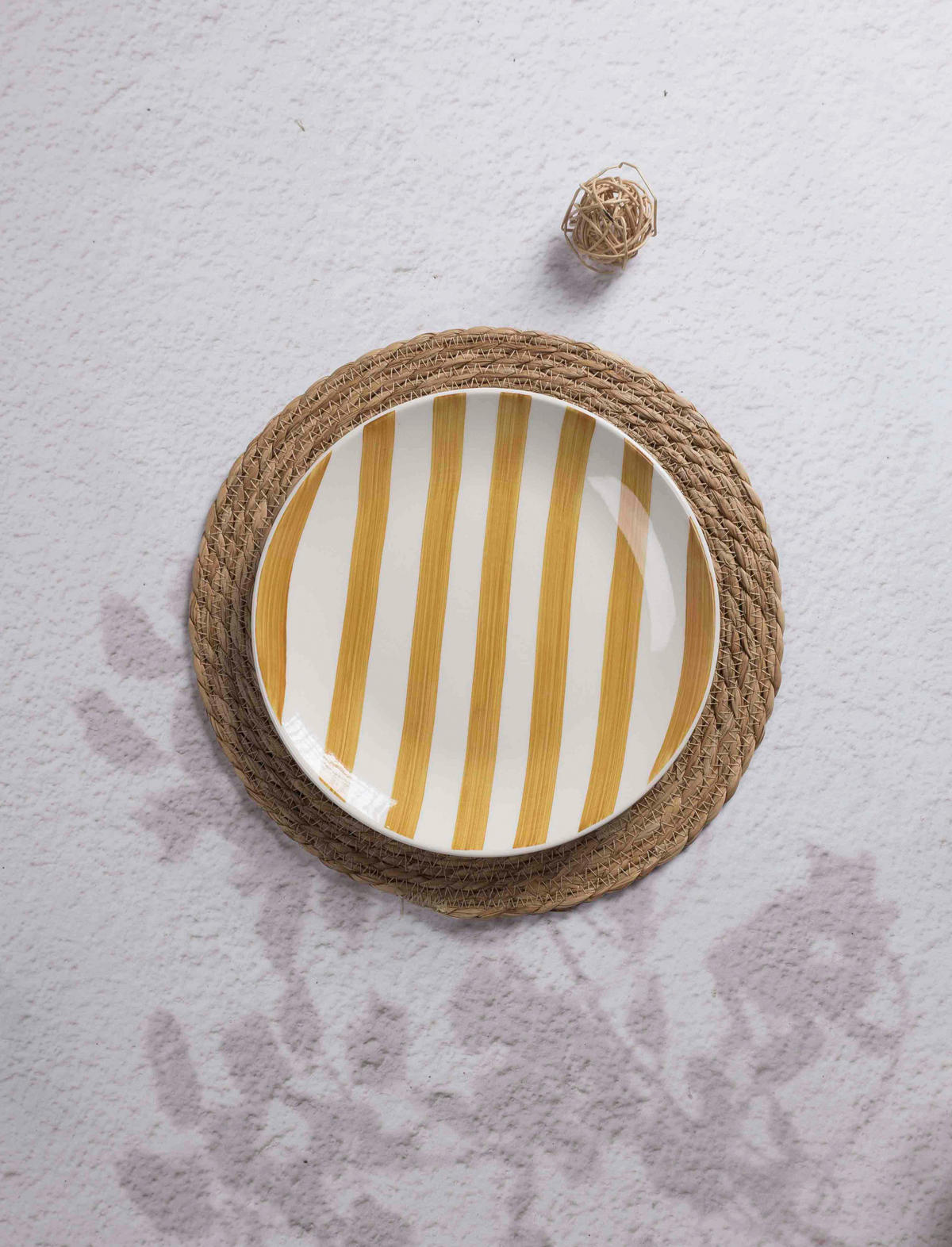 Teller weiß Keramik H/D: ca. 2,3x19 cm Dessertteller_Stripes gelb - weiß/gelb (19,00/2,30cm)