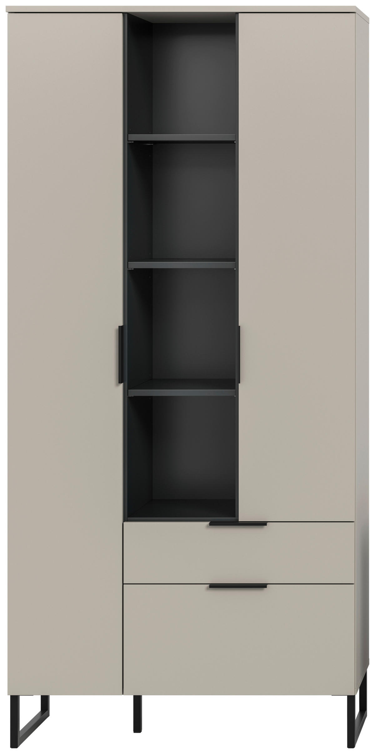 Stauraumelement Noida Kaschmirgrau Nachbildung schwarz B/H/T: ca. 192x90x37 cm Noida - schwarz (192,00/90,00/37,00cm) - xonox.home