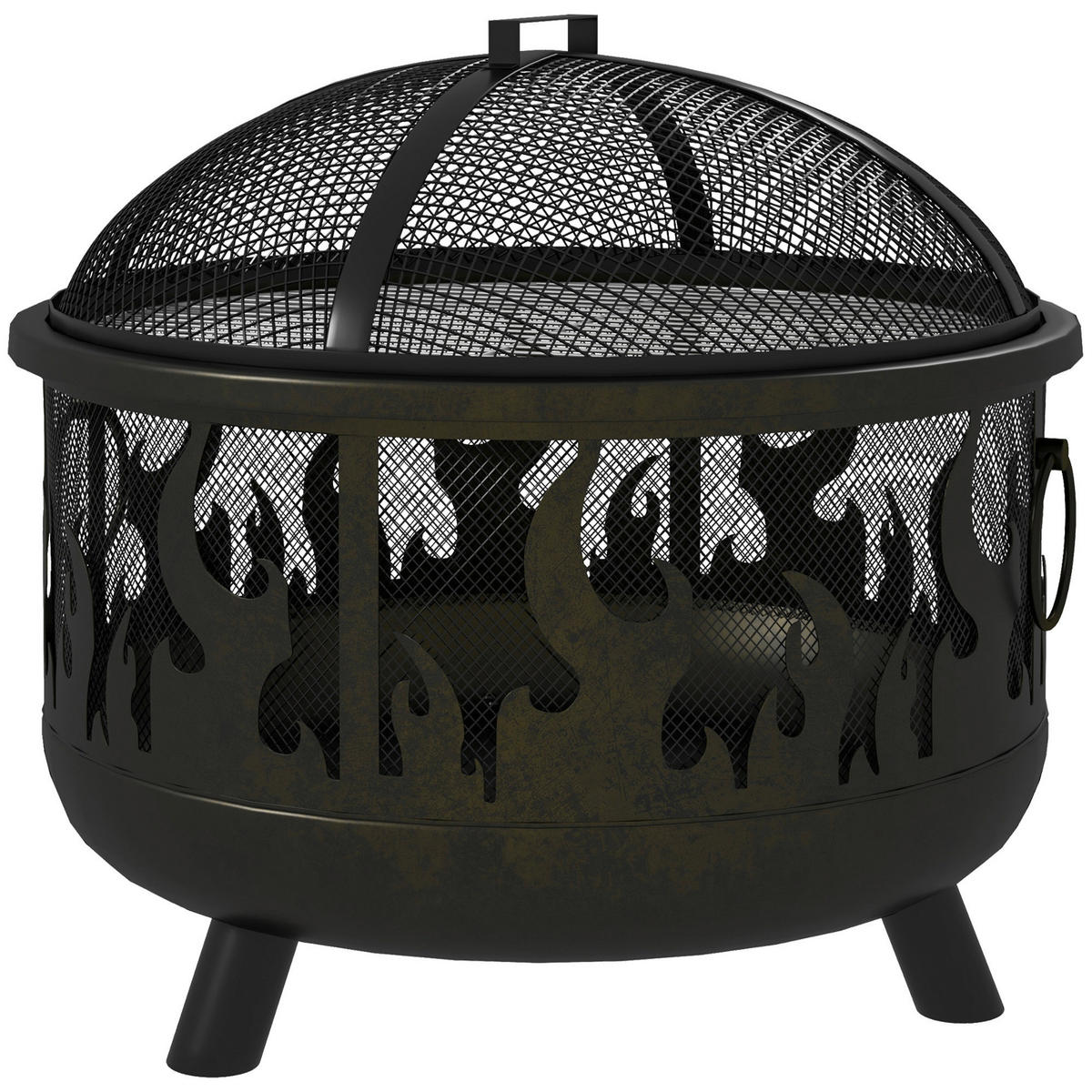 Outsunny Feuerschale schwarz Metall B/H/L: ca. 61x55x61 cm Feuerschale - schwarz (61,00/61,00/55,00cm) - Outsunny