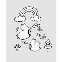 Komar Poster Scribble Birdy Tiere B/L: ca. 40x50 cm Scribble Birdy - (40,00/50,00cm) - Komar