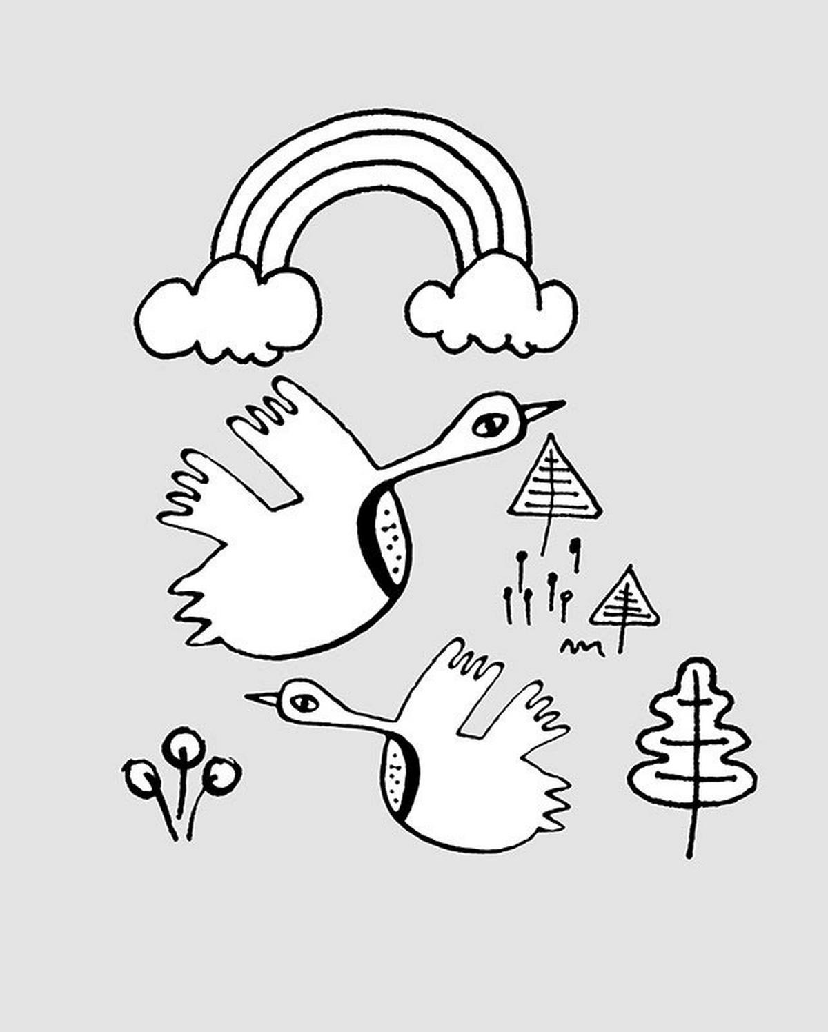 Komar Poster Scribble Birdy Tiere B/L: ca. 40x50 cm Scribble Birdy - (40,00/50,00cm) - Komar