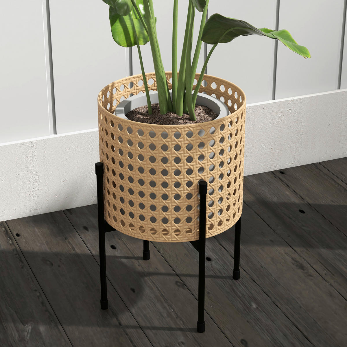 Outsunny Pflanzständer gold Polypropylen B/H/L: ca. 30x30x40 cm Blumenständer-Set - gold (40,00/30,00/30,00cm) - Outsunny