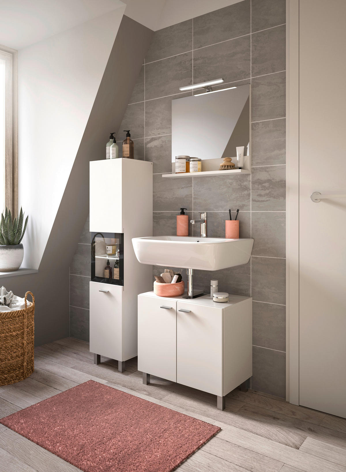 Badezimmer-Set BOSTON weiß schwarz B/H/T: ca. 102x186x33 cm BOSTON - weiß/schwarz (102,00/186,00/33,00cm) - xonox.home