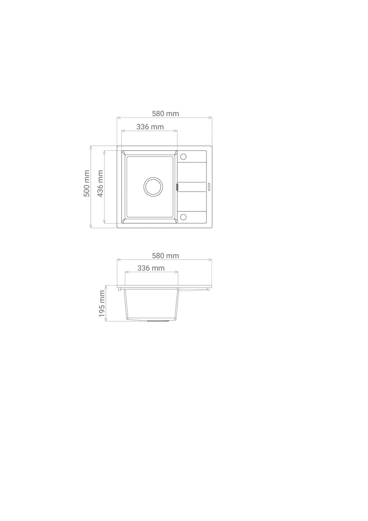 Respekta Einbauspüle Nashville schwarz Granit B/H/T: ca. 58x19,5x50 cm Nashville - schwarz (58,00/19,50/50,00cm) - Respekta