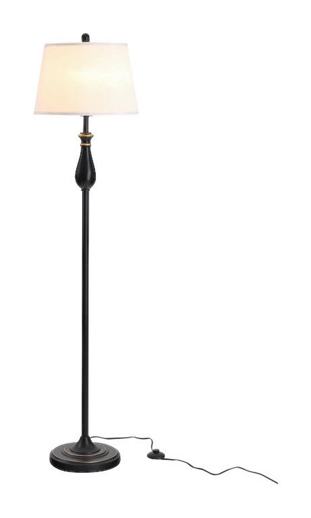 HOMCOM 3er Lampenset schwarz weiß Metall Polyester-Mischgewebe Stoff B/H/L: ca. 38x158x38 cm E27 3 Brennstellen 3er- Lampenset B31-183 - weiß/schwarz (38,00/38,00/158,00cm) - HOMCOM