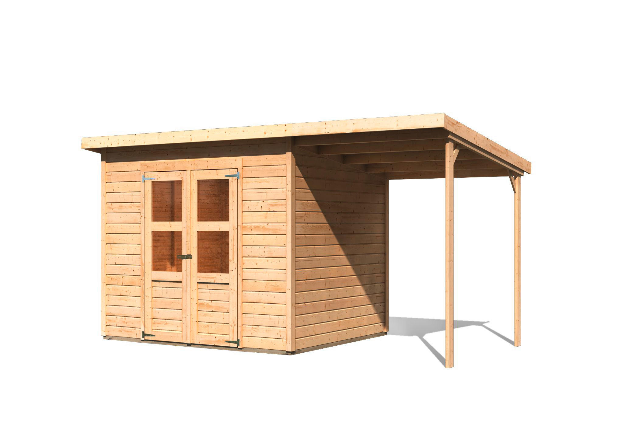 Karibu Gartenhaus Tony 2 mit Anbau B/H/T: ca. 242x220x214 cm Tony 2 mit Anbau - natur (242,00/220,00/214,00cm) - Karibu