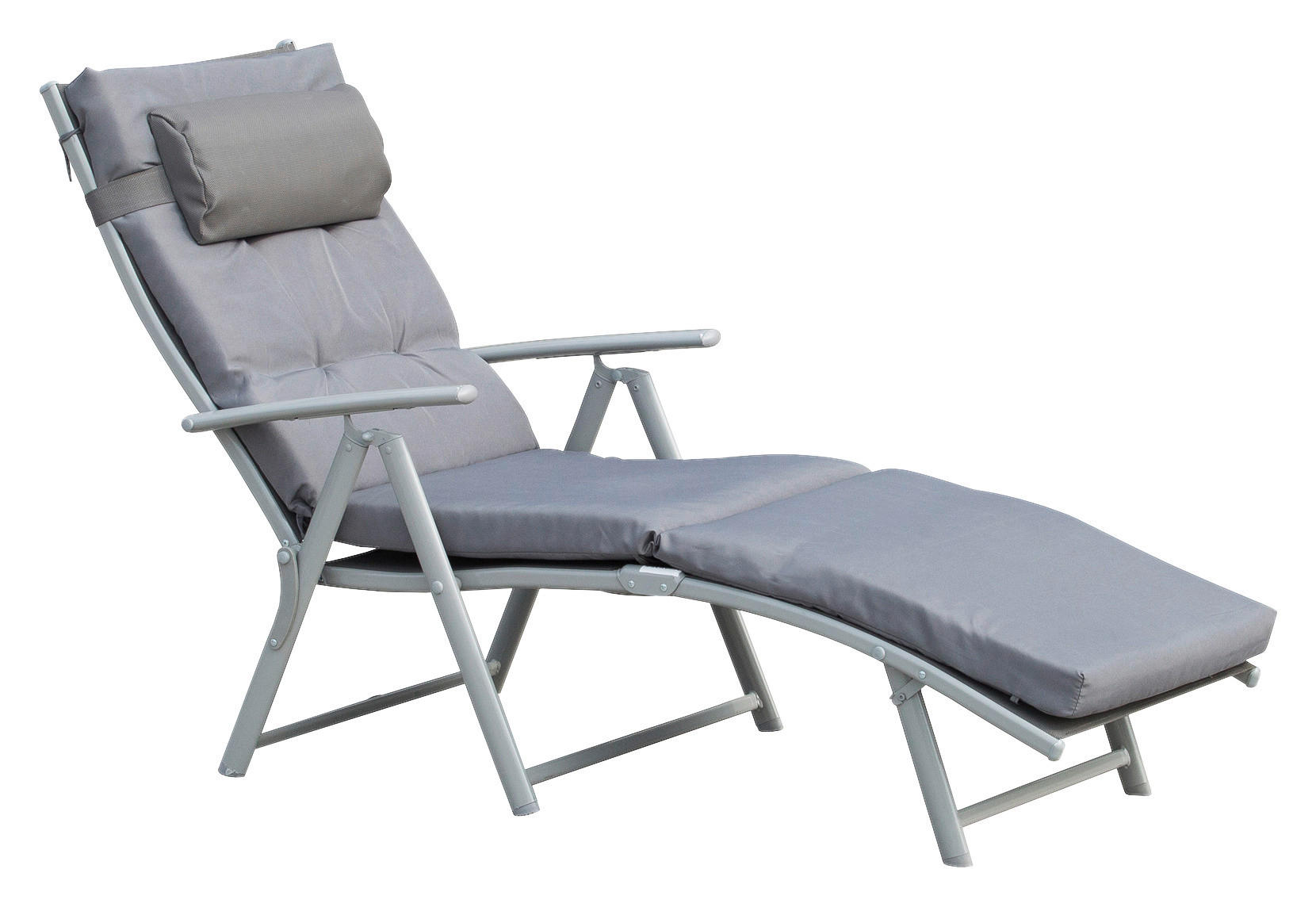 Outsunny Sonnenliege grau Metall B/H/L: ca. 64x101x180 cm Sonnenliege - grau (180,00/64,00/101,00cm) - Outsunny