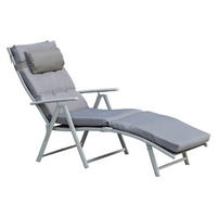 Outsunny Sonnenliege grau Metall B/H/L: ca. 64x101x180 cm Sonnenliege - grau (180,00/64,00/101,00cm) - Outsunny