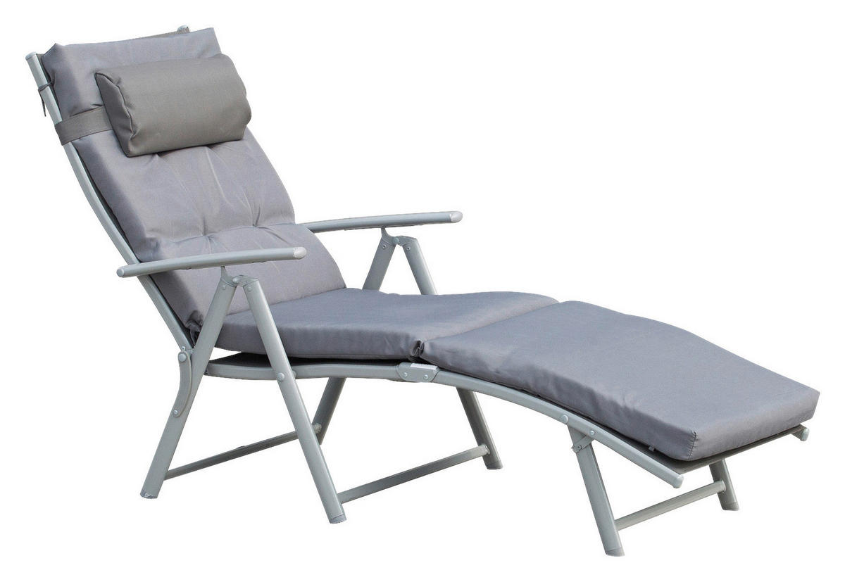 Outsunny Sonnenliege grau Metall B/H/L: ca. 64x101x180 cm Sonnenliege - grau (180,00/64,00/101,00cm) - Outsunny