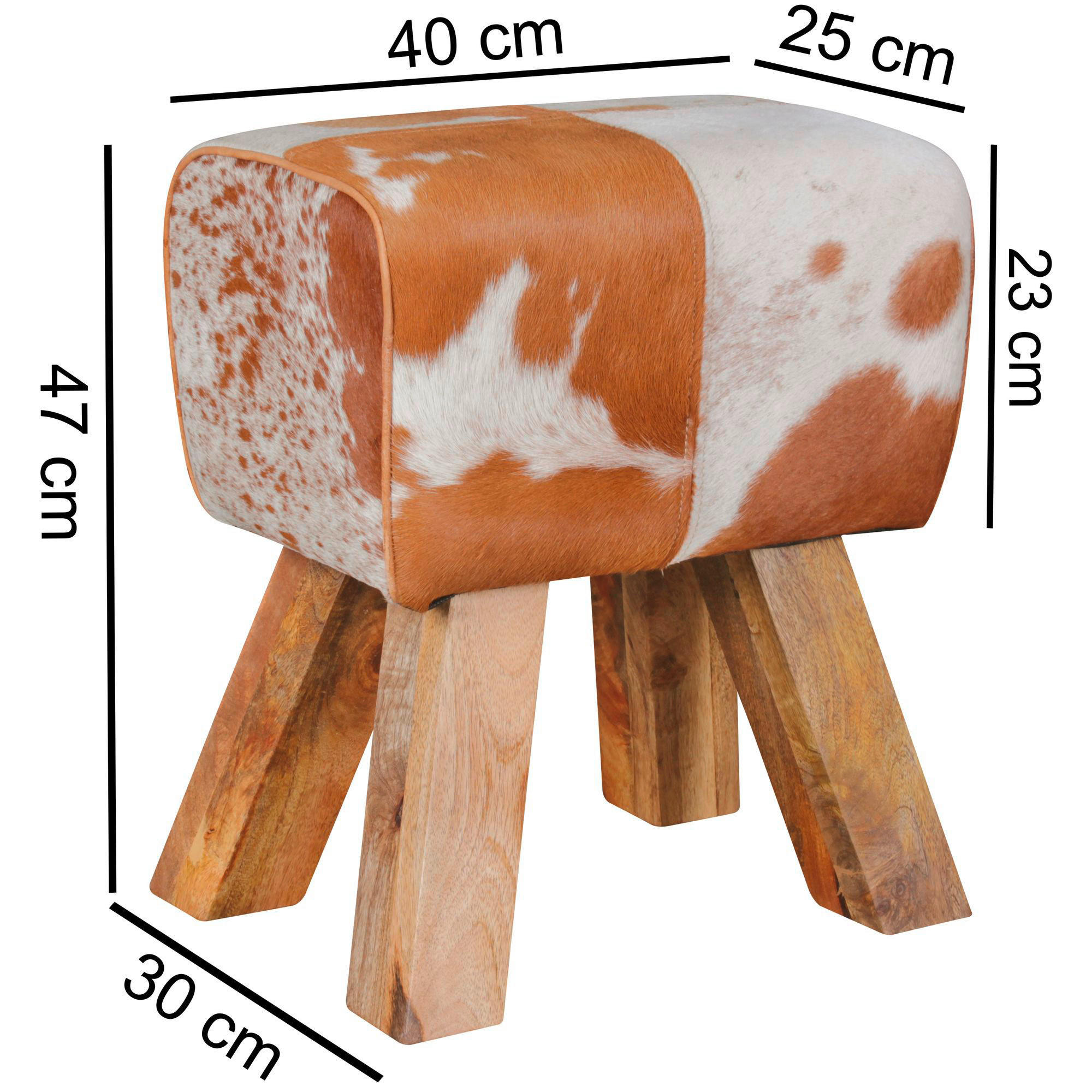 Wohnling Sitzhocker natur natur Leder Echtholz B/H/T: ca. 40x47x25 cm Sitzhocker - natur (40,00/47,00/25,00cm) - Wohnling