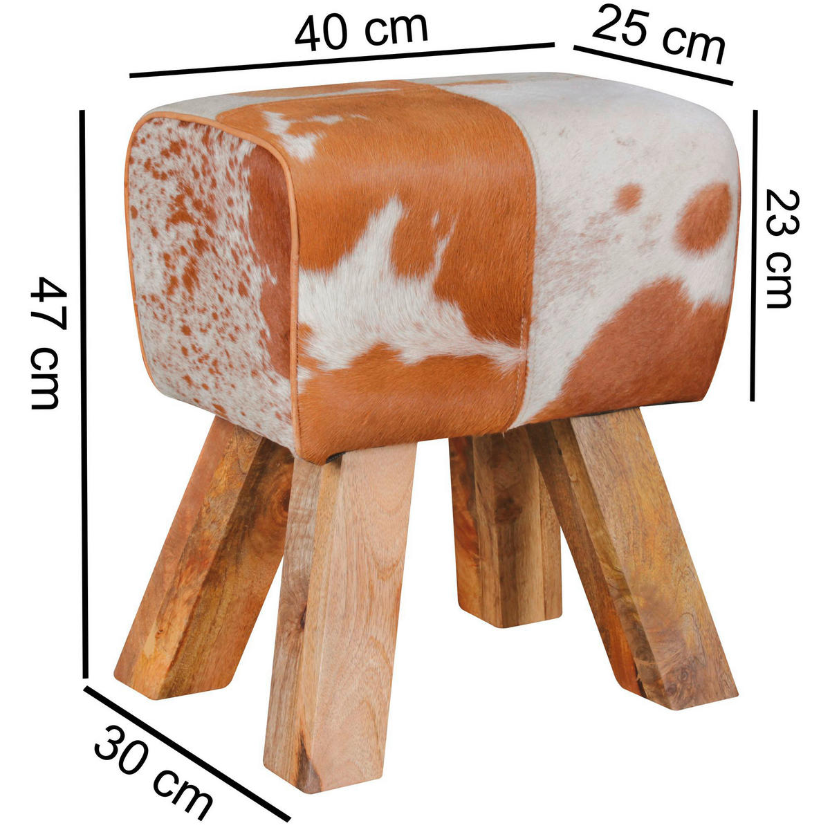 Wohnling Sitzhocker natur natur Leder Echtholz B/H/T: ca. 40x47x25 cm Sitzhocker - natur (40,00/47,00/25,00cm) - Wohnling