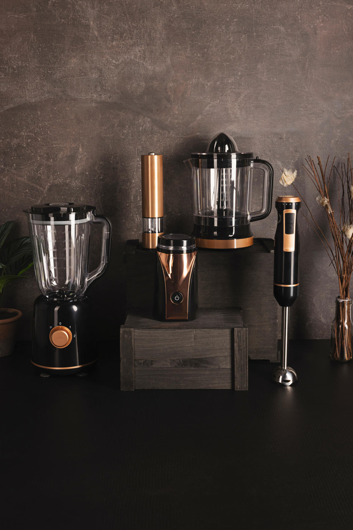 BERGNER Stabmixer schwarz Edelstahl B/H/L: ca. 8x22,5x13 cm COPPER - schwarz (13,00/8,00/22,50cm) - BERGNER