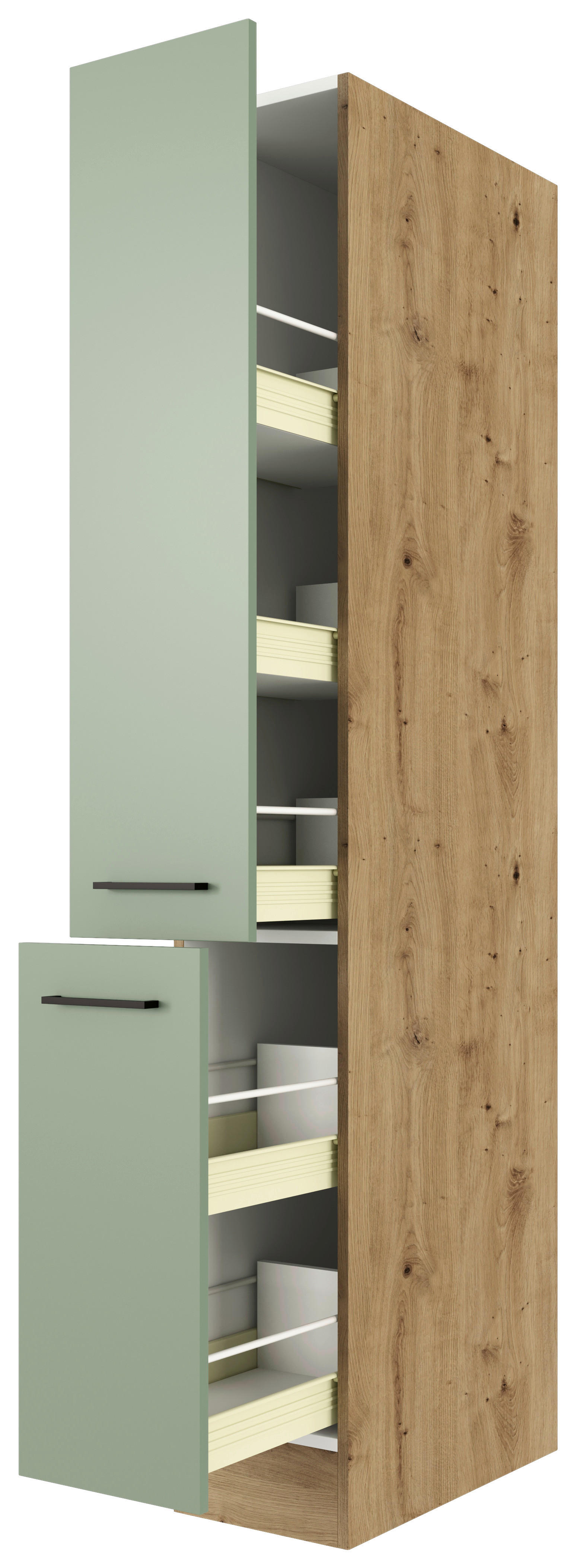 Apothekerschrank Cara grün B/H/T: ca. 30x200x57 cm Cara - Eiche/schwarz (30,00/200,00/57,00cm) - Flex-Well