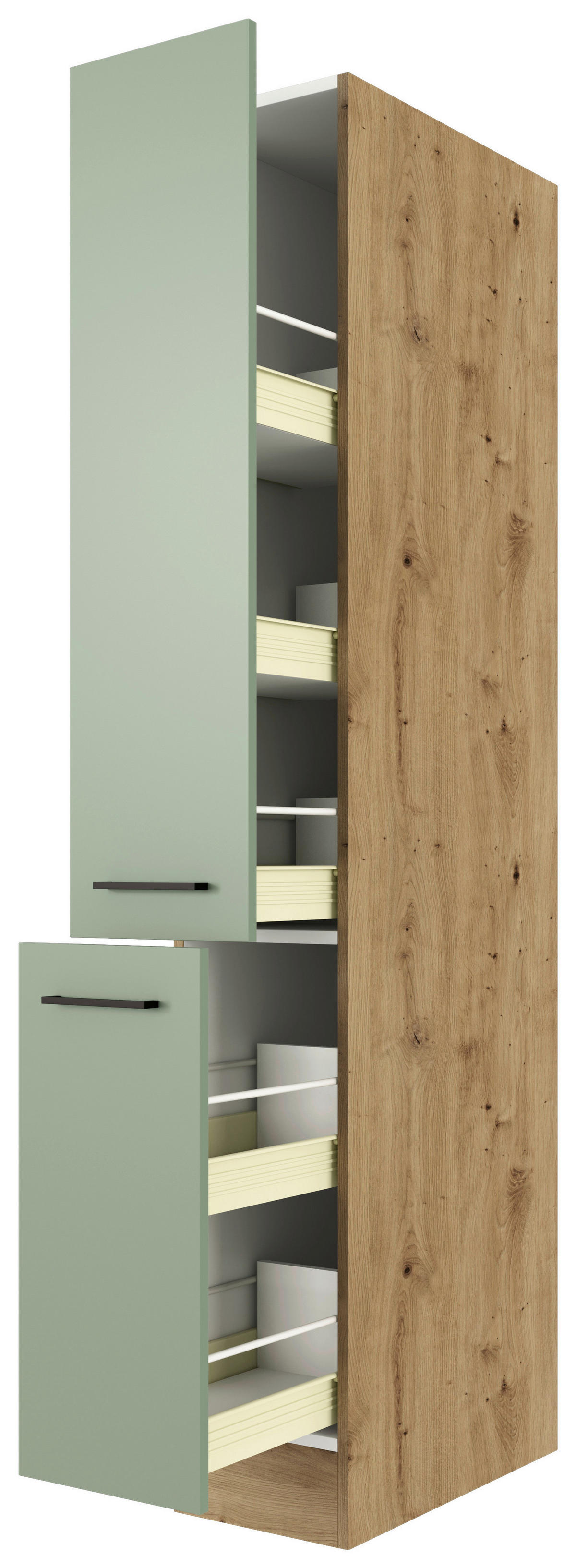 Apothekerschrank Cara grün B/H/T: ca. 30x200x57 cm Cara - Eiche/schwarz (30,00/200,00/57,00cm) - Flex-Well