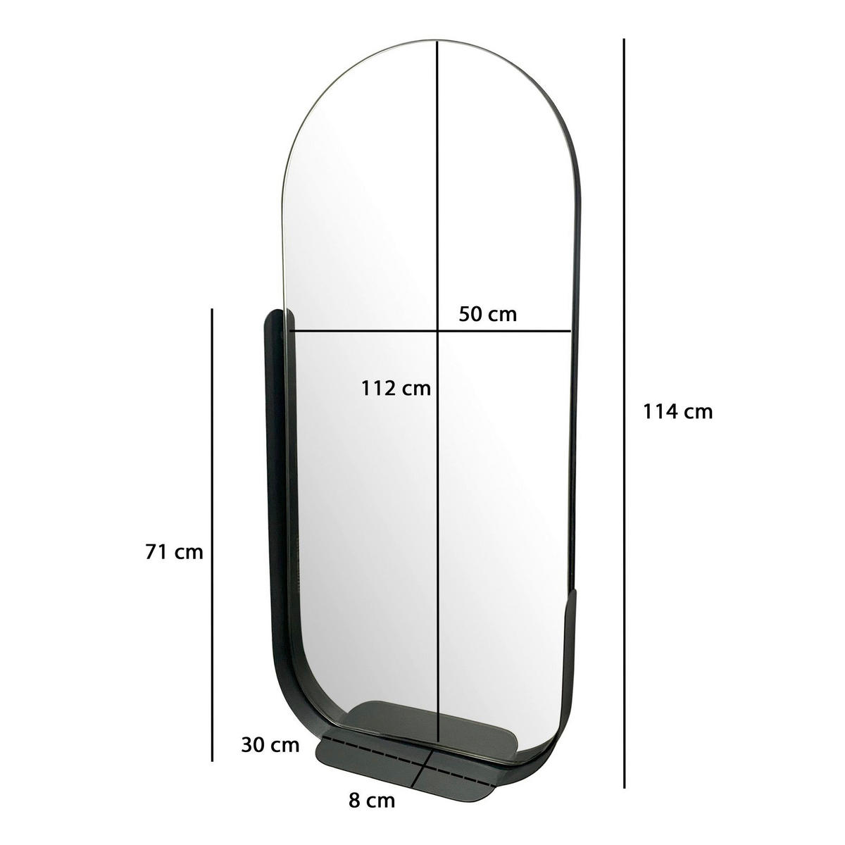 Wandspiegel schwarz Metall B/H/T: ca. 51x114x8 cm Wandspiegel - schwarz (51,00/114,00/8,00cm) - Wohnling