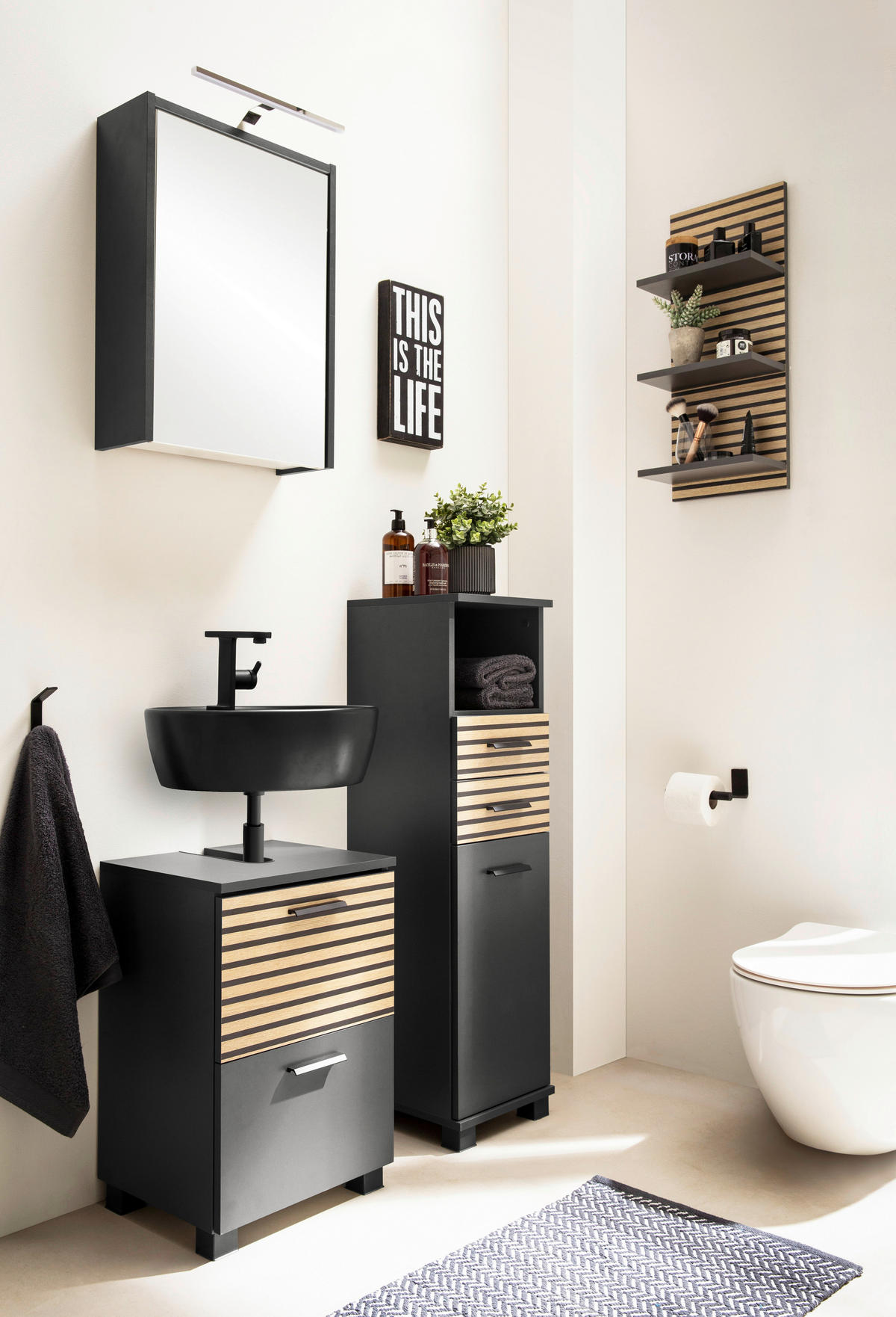 Highboard Katta anthrazit B/H/T: ca. 30,3x110,5x32,6 cm Katta - anthrazit (30,30/110,50/32,60cm) - Schildmeyer