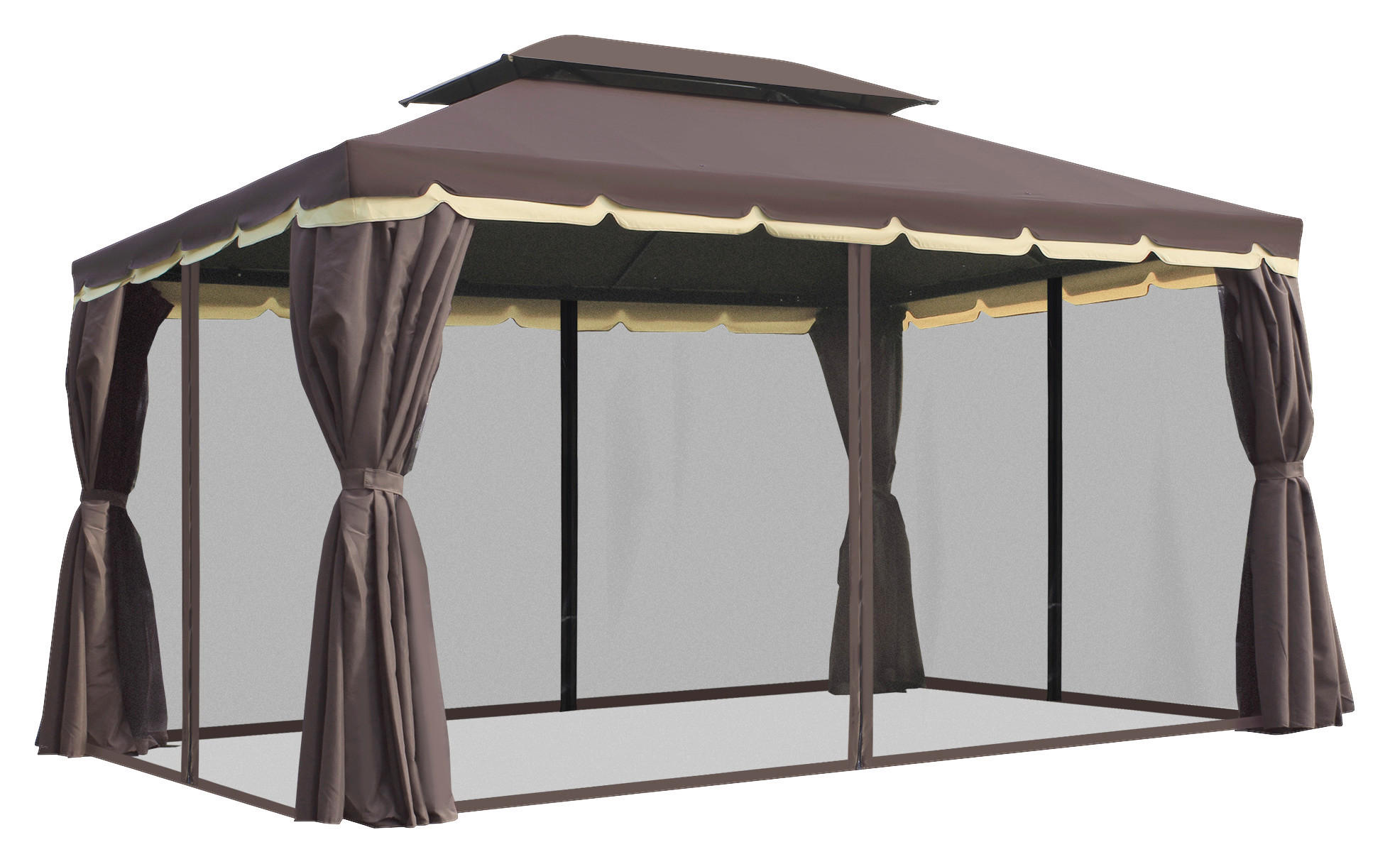 Outsunny Pavillon kaffee Aluminium B/H/L: ca. 290x280x390 cm Pavillon - schwarz/kaffee (390,00/290,00/280,00cm) - Outsunny