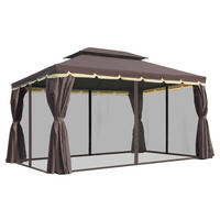 Outsunny Pavillon kaffee Aluminium B/H/L: ca. 290x280x390 cm Pavillon - schwarz/kaffee (390,00/290,00/280,00cm) - Outsunny