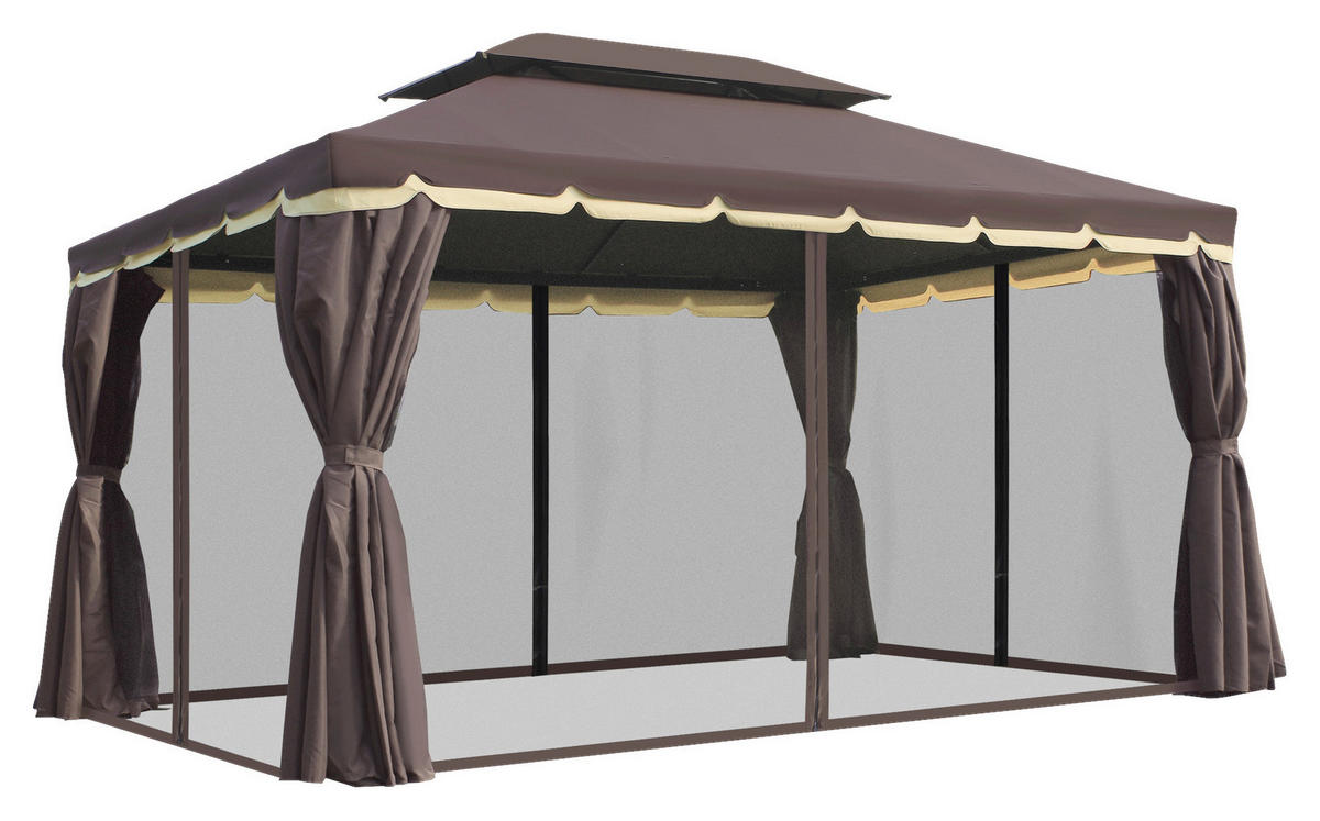 Outsunny Pavillon kaffee Aluminium B/H/L: ca. 290x280x390 cm Pavillon - schwarz/kaffee (390,00/290,00/280,00cm) - Outsunny