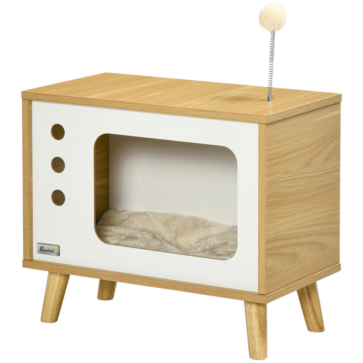 PawHut Katzenhaus beige Spanplatte B/H/L: ca. 28x43x50 cm Katzenhaus - beige/Eiche (50,00/28,00/43,00cm) - PawHut