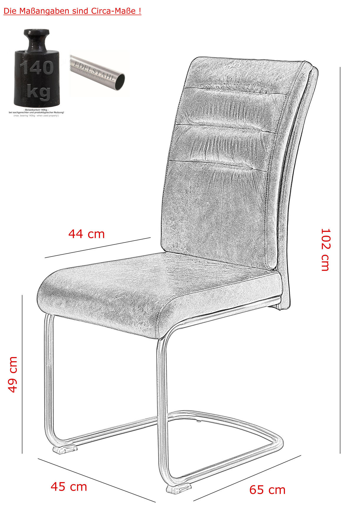 Schwingstuhl Paula 2er Set anthrazit Vintage Microfaser B/H/T: ca. 45x102x65 cm Paula 2er Set - anthrazit (45,00/102,00/65,00cm) - Hela
