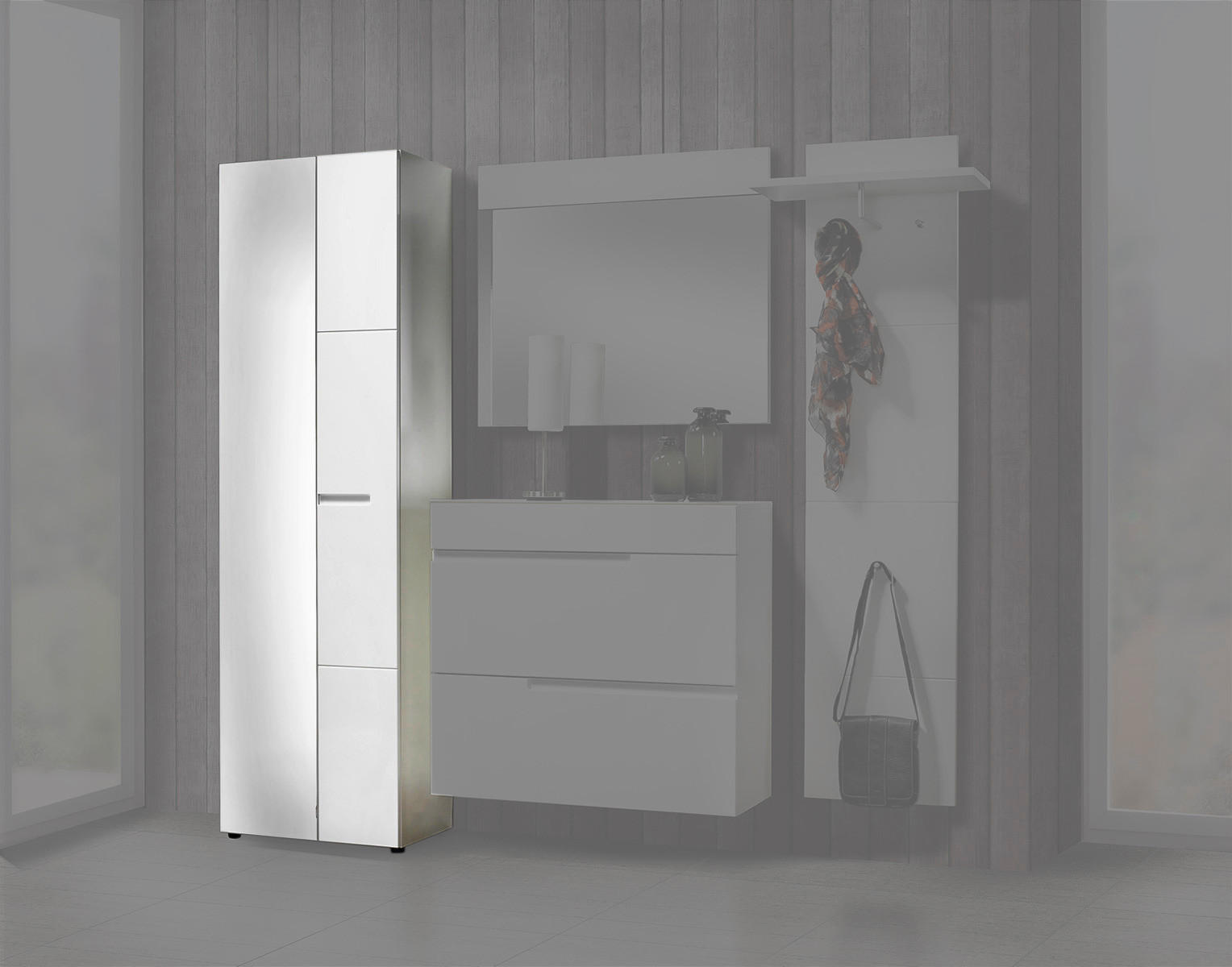 Garderobenschrank Mailand weiß weiß Hochglanz B/H/T: ca. 60x202x35 cm Mailand - weiß (60,00/202,00/35,00cm)