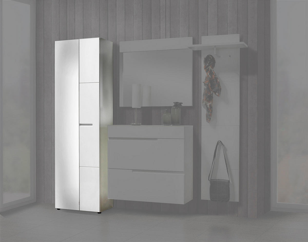 Garderobenschrank Mailand weiß weiß Hochglanz B/H/T: ca. 60x202x35 cm Mailand - weiß (60,00/202,00/35,00cm)
