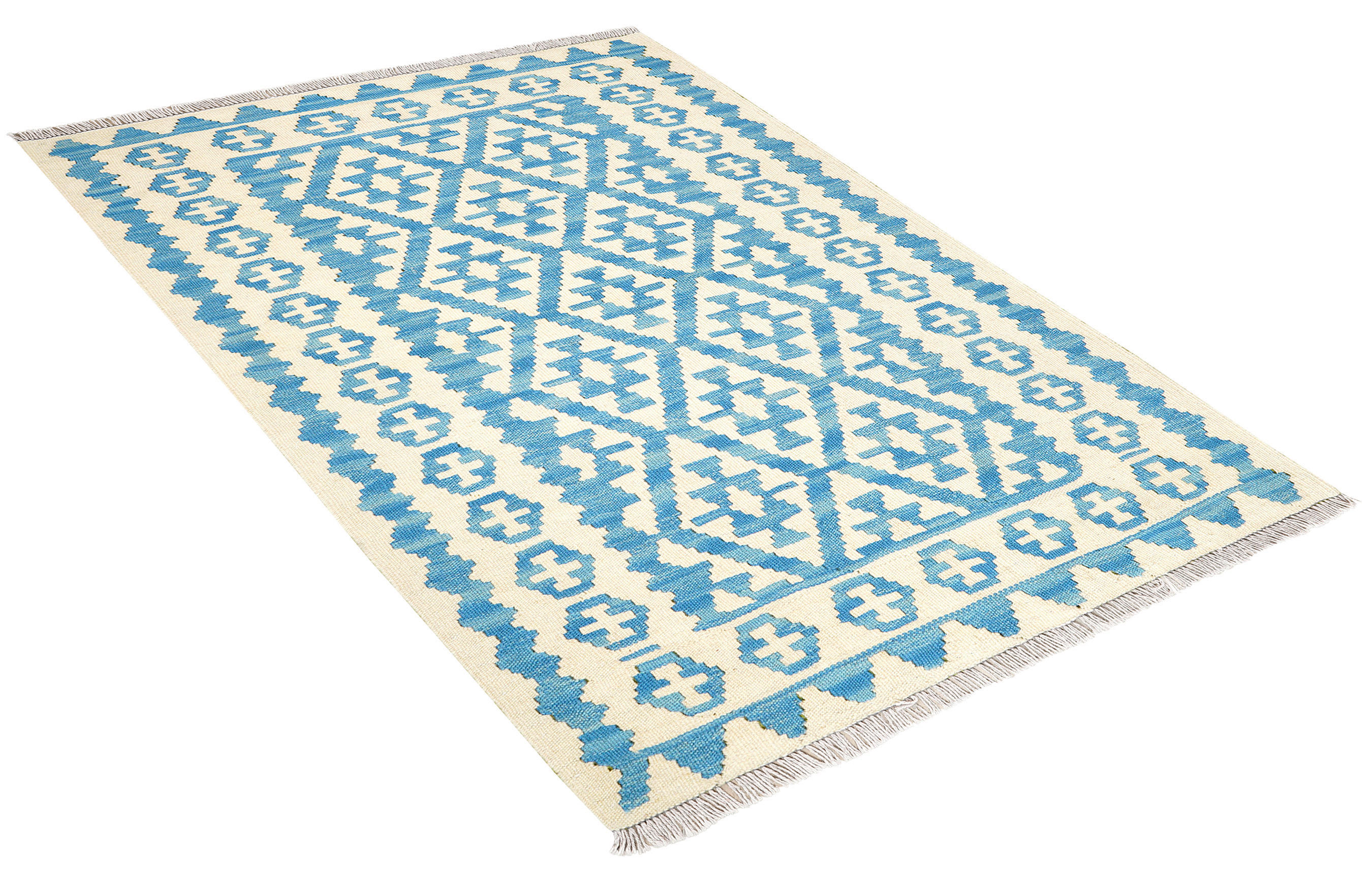 PersaTepp Teppich Kelim Gashgai blau B/H/L: ca. 109x1x145 cm Kelim Gashgai - blau/beige (145,00/109,00/1,00cm) - PersaTepp