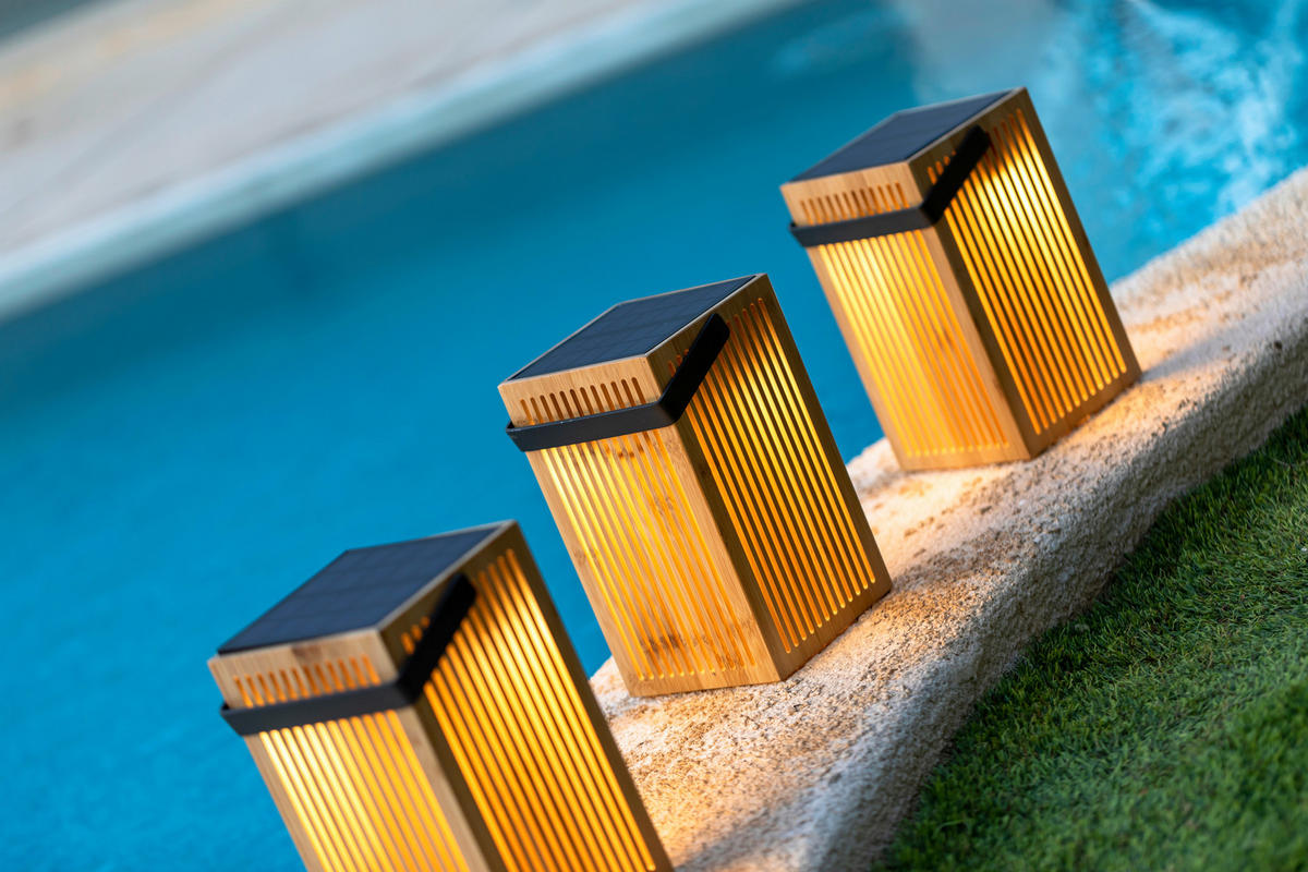 LED-Dekoleuchte braun B/H/L: ca. 14,5x24x14,5 cm OKINAWA - braun (14,50/14,50/24,00cm) - NewGarden